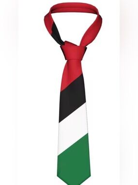 Striped Red Black White Green Silk Tie